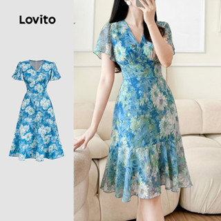 Lovito  Vestido Casual com Zíper e Babados para Primavera/verão para Mulheres L172LD1184 em Oferta na Shopee