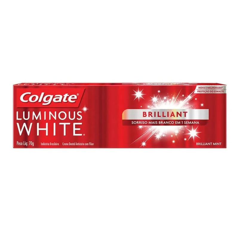 Creme Dental Colgate Luminous White Brilliant Mint 70g em Oferta na Shopee