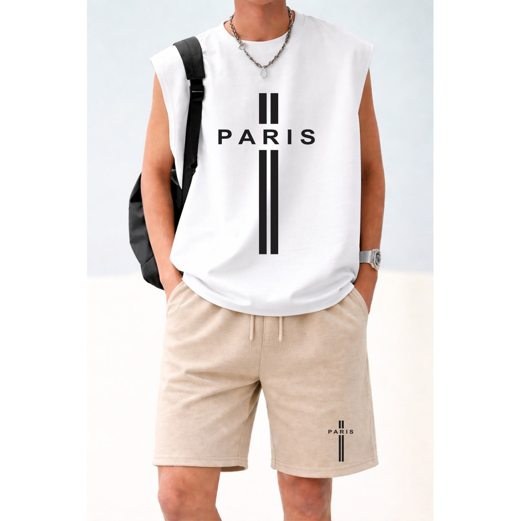 Conjunto Regata Machão Masculina + Bermuda Moletom Paris Fai | Streetwear, Academia, Confortável
