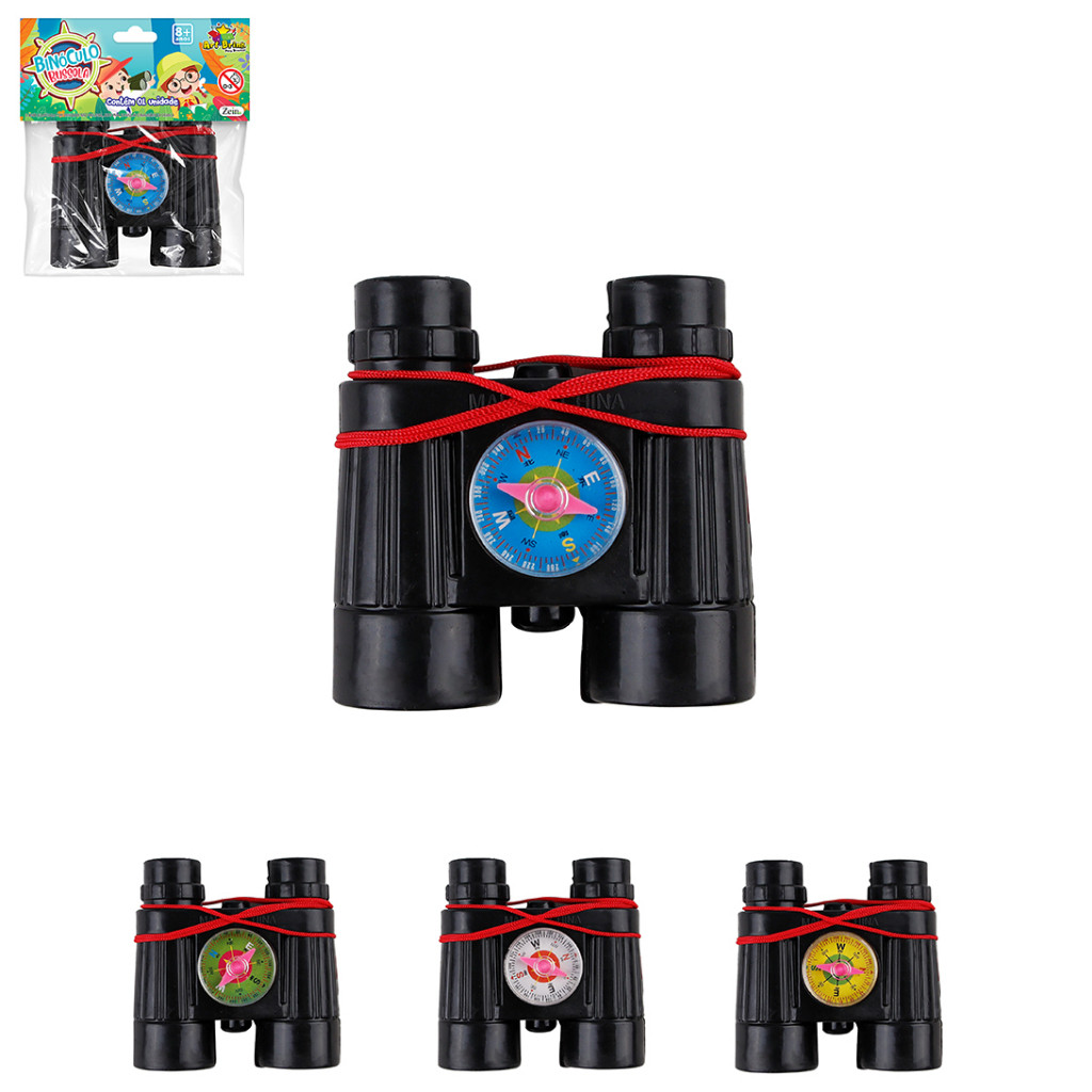 Kit 26 Binóculos infantis com bússola de plástico Art Brink não funcionais