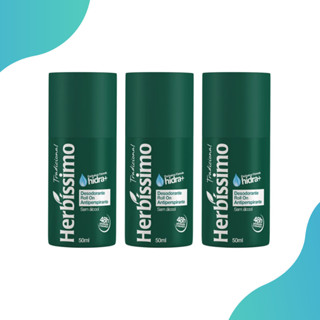 Kit 3 Desodorante Roll on Herbíssimo Tradicional 55g Protege 48HR em Oferta na Shopee