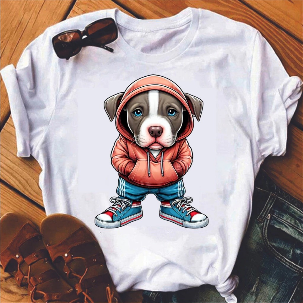 Tshirt Feminina Cachorro De Moletom Estilosa Estampada Lançamento Camiseta 100% Algodão Camisetão Camisa - Estampaê