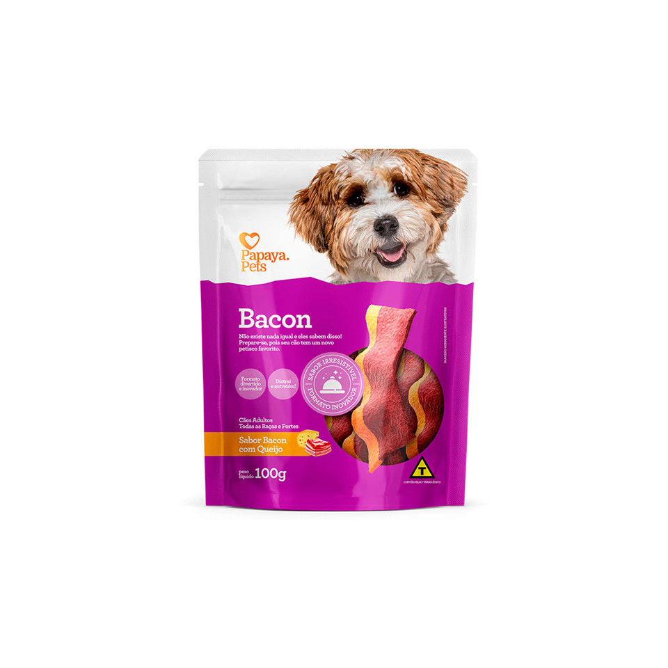 Petisco Bifinho Papaya Pets Bacon Com Queijo 100g