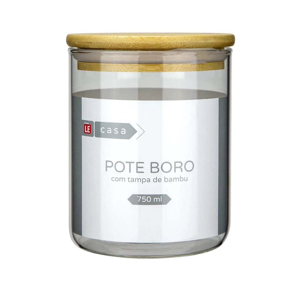 Pote para Mantimento Cazza em Vidro Borosilicato Hermético com Tampa Bambu 750ml em Oferta na Shopee