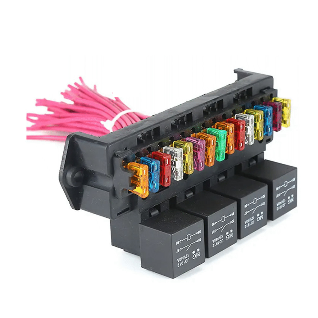 Caixa Porta Suporte Fusiveis 15 Vias 4 Reles Auxiliares 40A