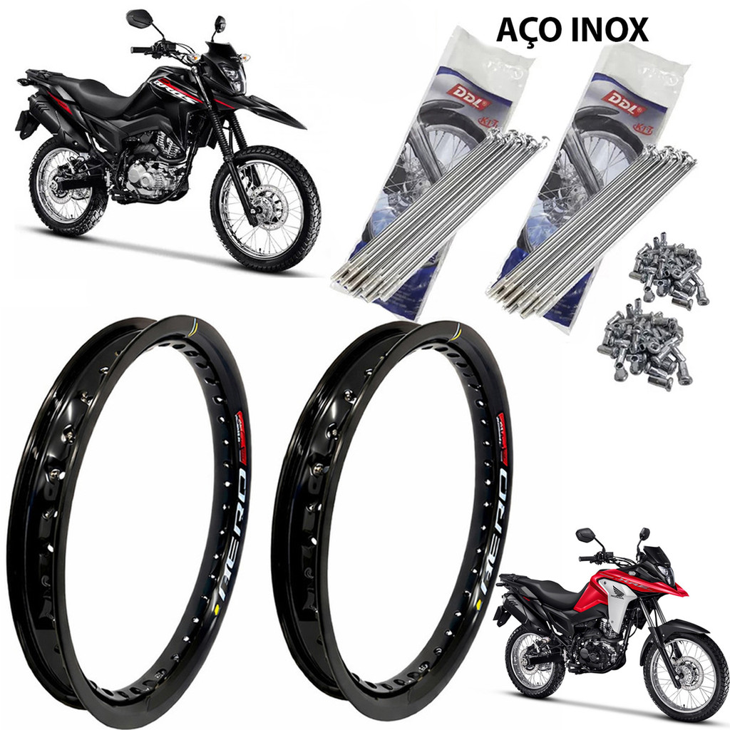 Par Aros Monaco Aero + Jogo Raios 4MM DDL Inox Bros 160 Xre 190 2015 a 2026