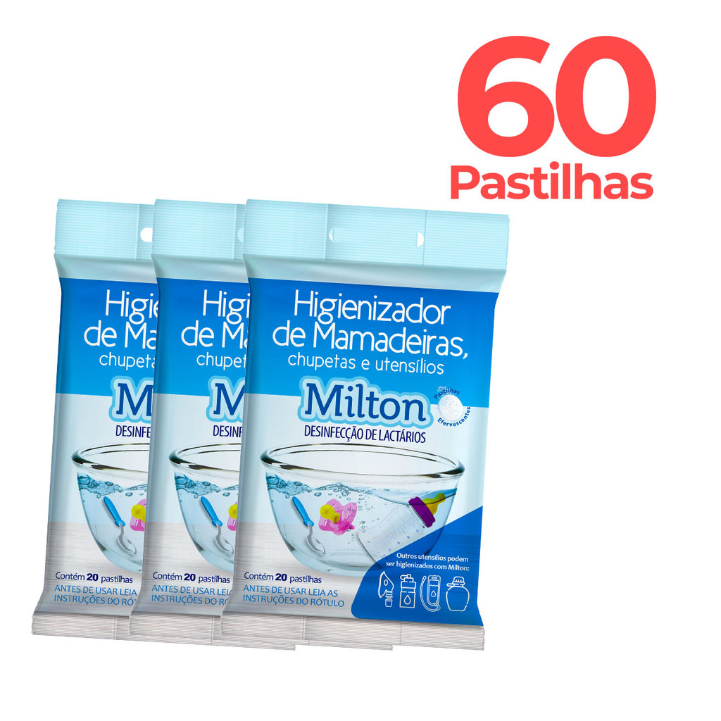 Clorin Milton Esterilizador 24h Ativo com 60 Pastilhas de Higienização Sem Fervura
