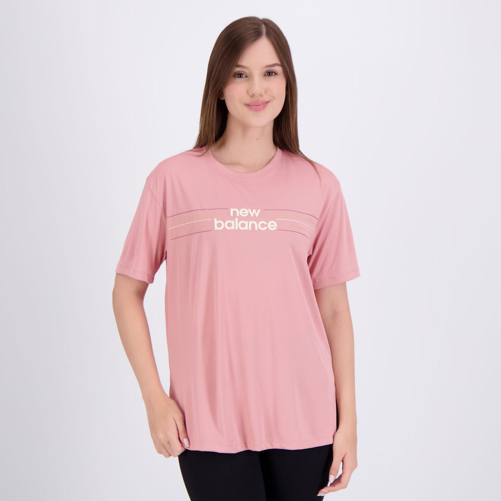 Camisa New Balance Linear Performance Feminina Rosa