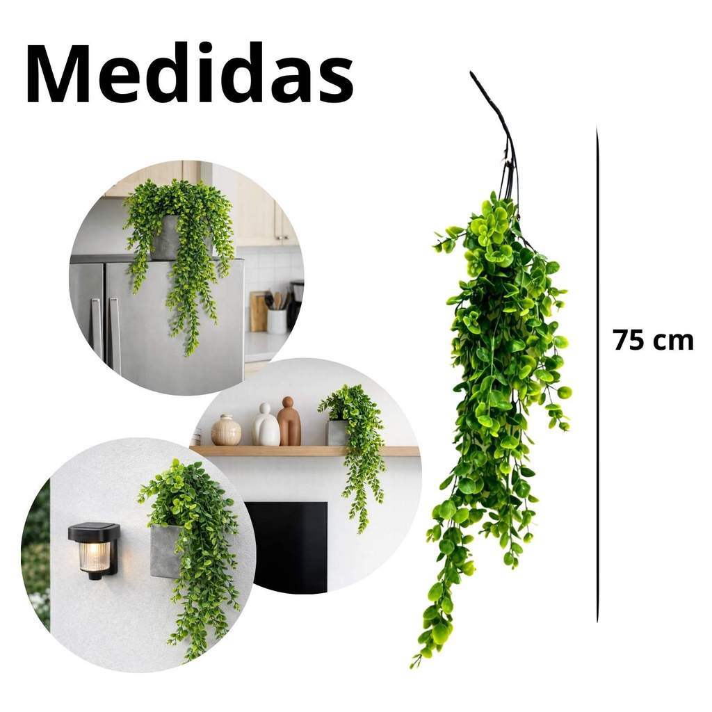 Kit 2 Pendente Buchinho Corrente 75 CM Planta Artificial