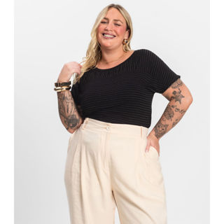 Blusa Feminina de Viscose Plus Size Infinita Cor Preto em Oferta na Shopee