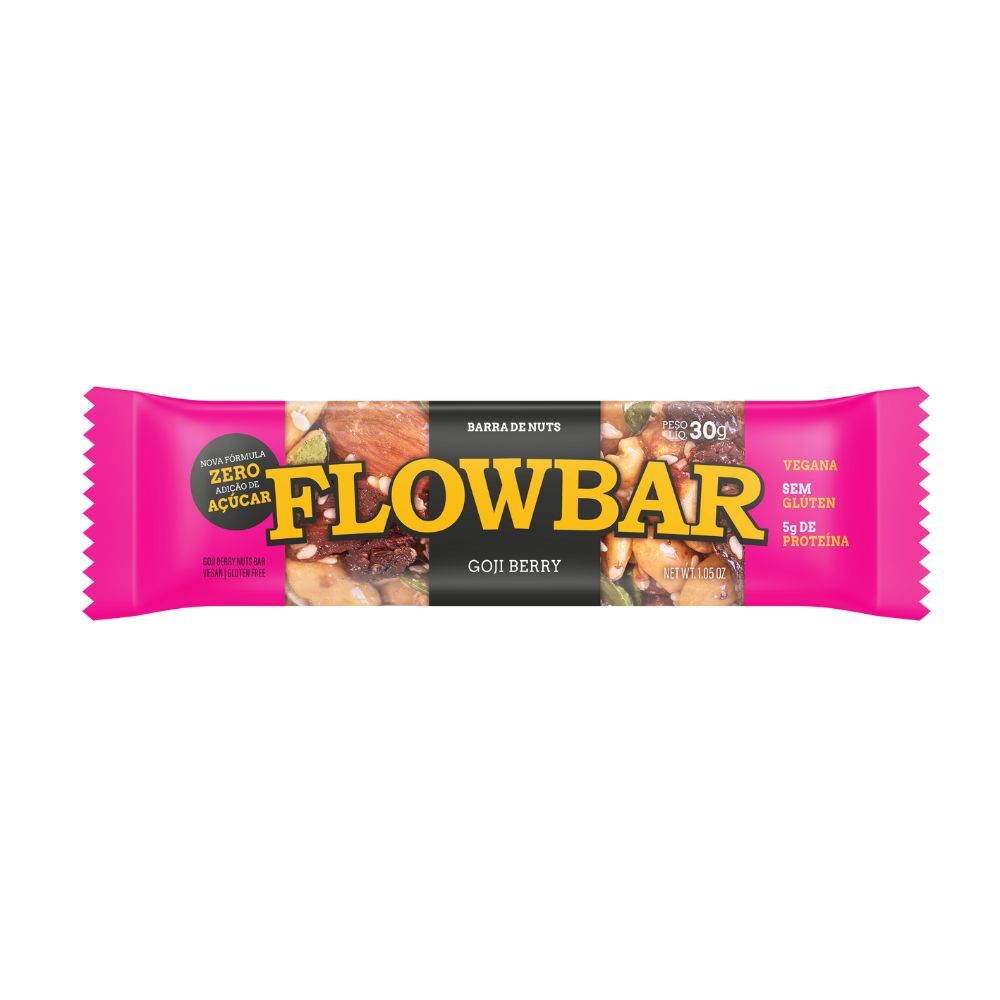Barra de Nuts Flowbar 5g de Proteína Goji Berry 30g em Oferta na Shopee