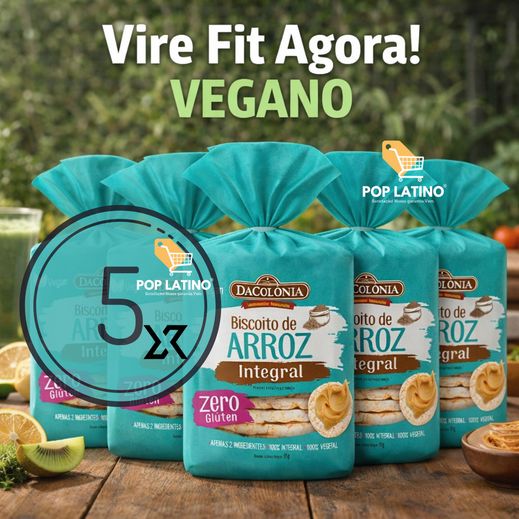 Leve 5x Biscoito Bolacha Broa Snack de Arroz Integral Sem Glúten Vegano Natural Dacolonia Pacotão | Fique no Shape 💪