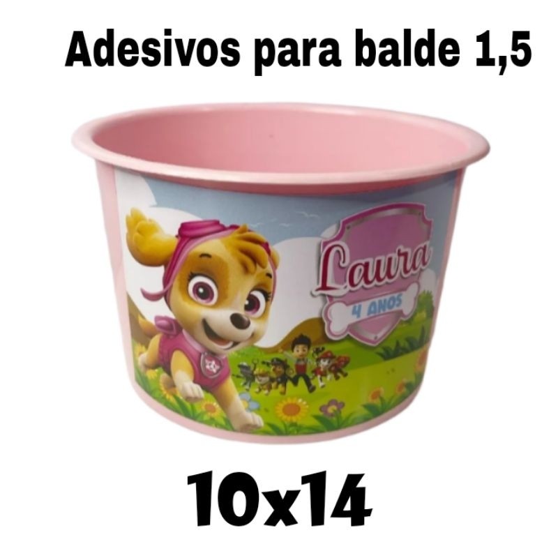 Adesivo Balde Pipoca 1,5L Personalizado 10x14 - Rótulo Festa Infantil Lembrancinha Aniversário Brinde - Todos os Temas