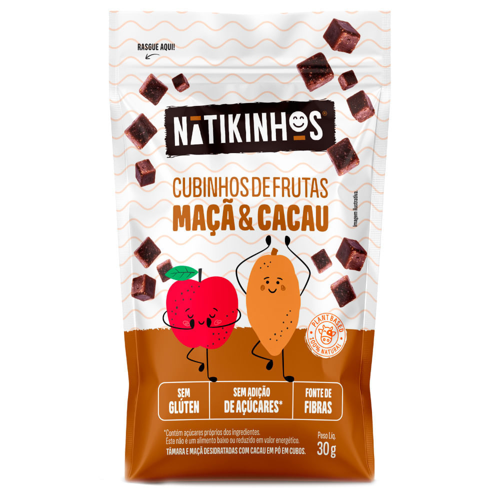 Cubinhos De Frutas Natikinhos Sabor Maca & Cacau 30g em Oferta na Shopee