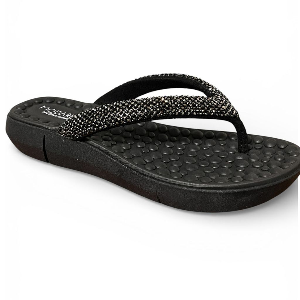 Chinelo Tamanco Com Strass Preto Modare 7142145