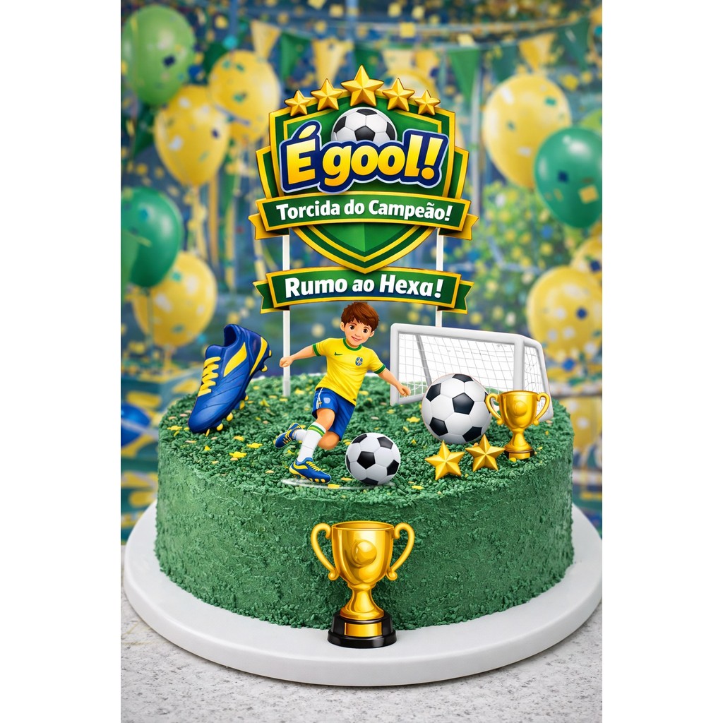 Topo de bolo copa do mundo festa 2026 personalizado brasil ENVIO RAPIDO