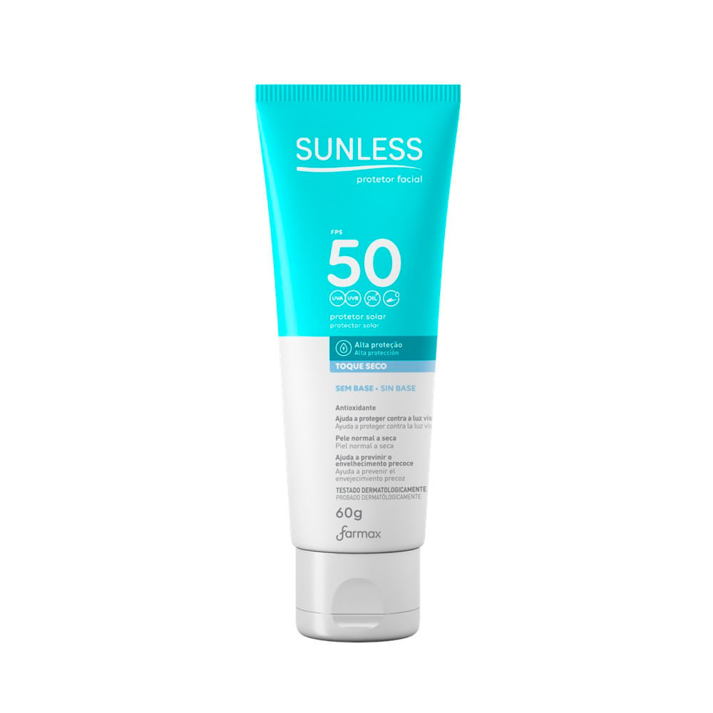 Protetor Solar Facial Sunless FPS 50 Toque Seco - 60g em Oferta na Shopee