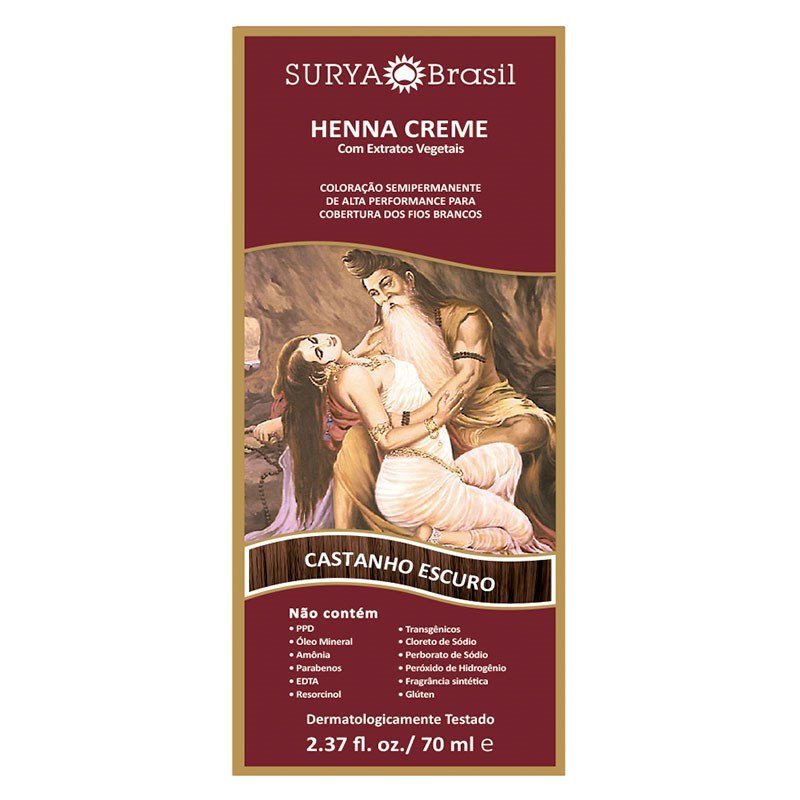 Tintura Creme Henna Surya Castanho Escuro Surya em Oferta na Shopee
