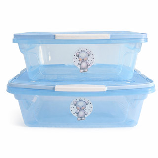 Kit Caixas Organizadoras Com Travas E Alças Azul - 02 Peças em Oferta na Shopee