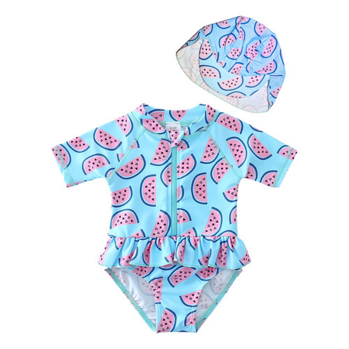 Pulpo Maiô Bebê Menina Nylon Com Chapéu By Acqua Di Mare