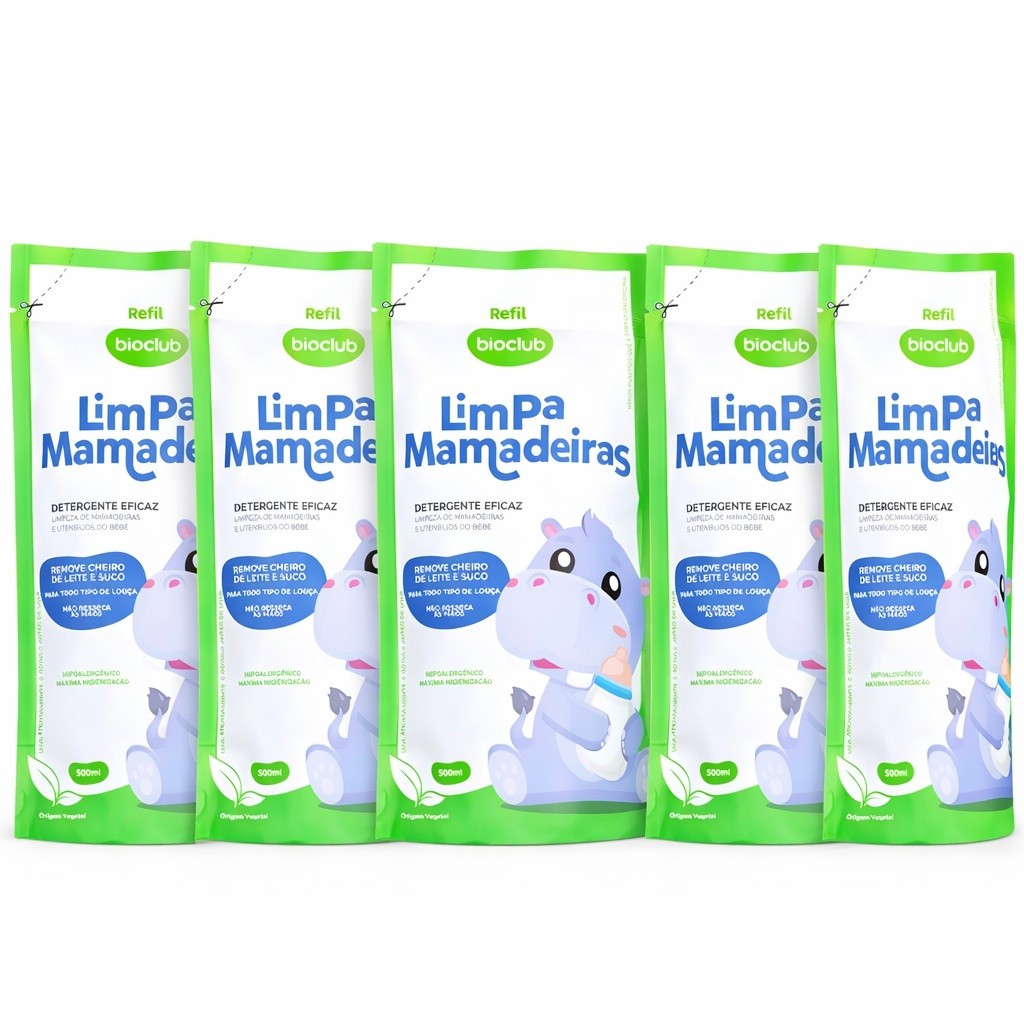 5 Unidades  Limpa Mamadeiras Vegano Detergente Elimina Odores 500ml