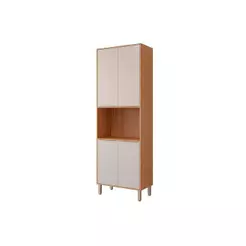 Paneleiro de Cozinha Modulado Esplêndida Torre Quente c/ 4 Portas e 1 Nicho p/ Forno 70cm Freijo/Off White - MGM