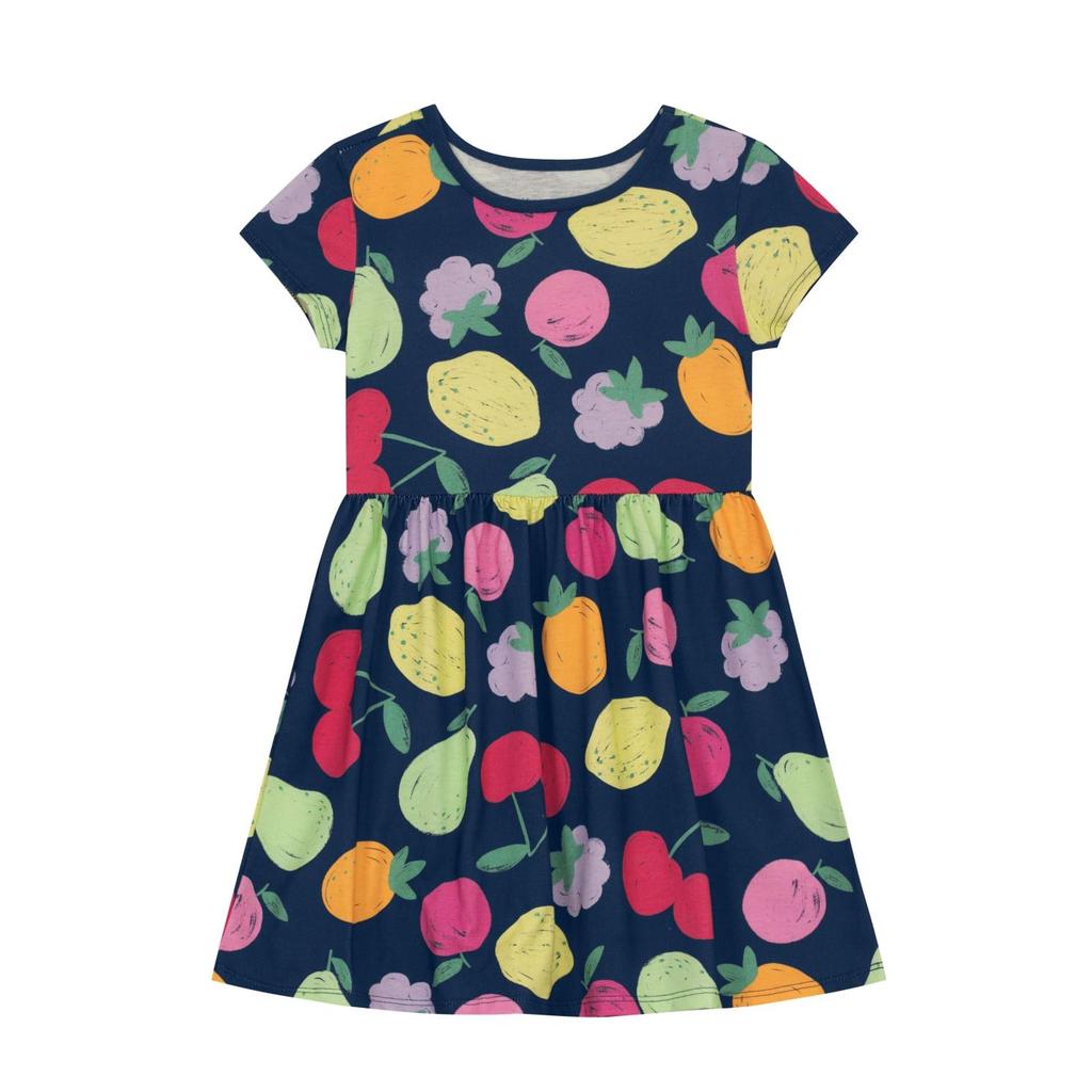 Vestido infantil menina frutinhas Brandili -Azul em Oferta na Shopee