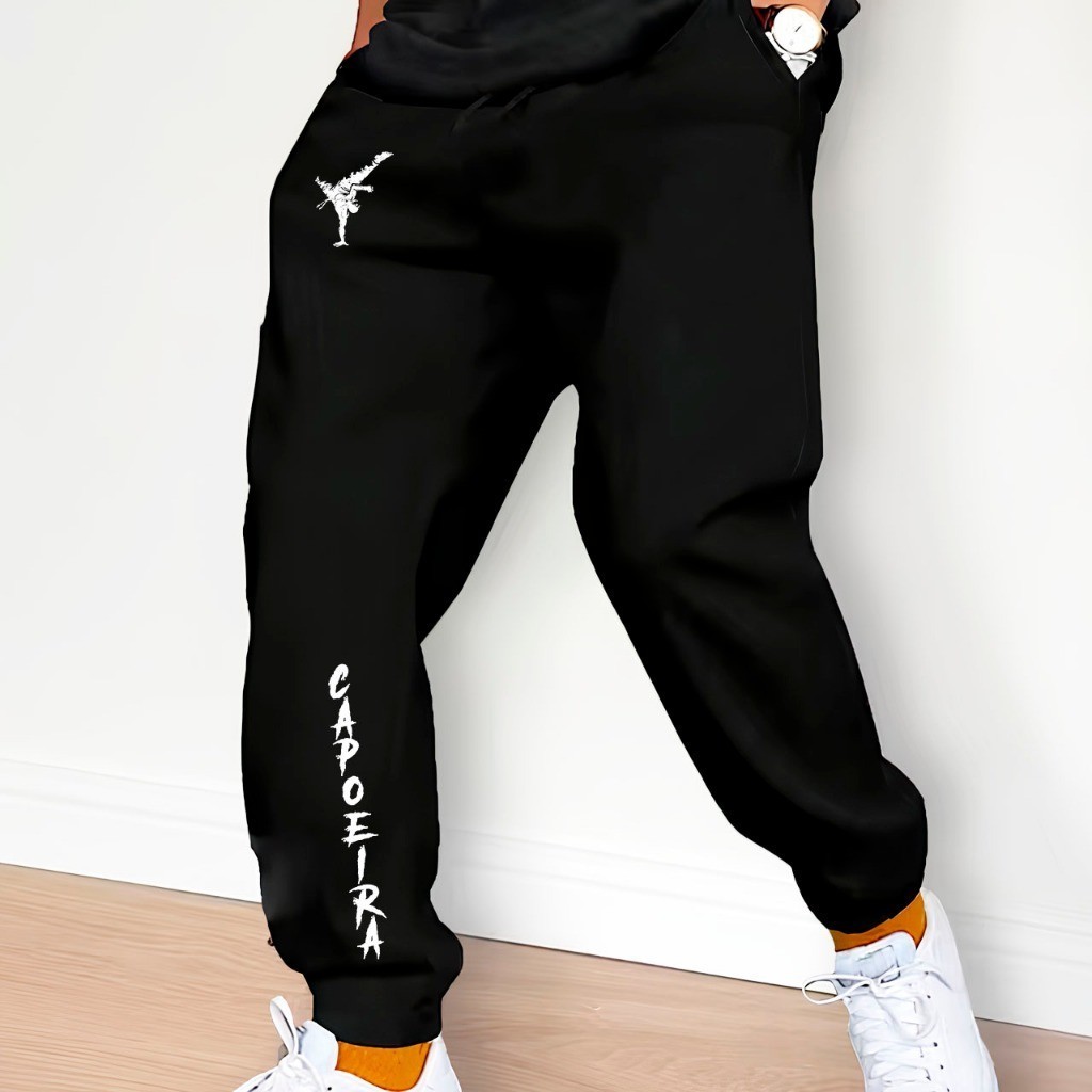 Calça Moletom Unissex Estampa Capoeira, Moletom Casual de Inverno, Alta Qualidade, Promoção Envio Rápido