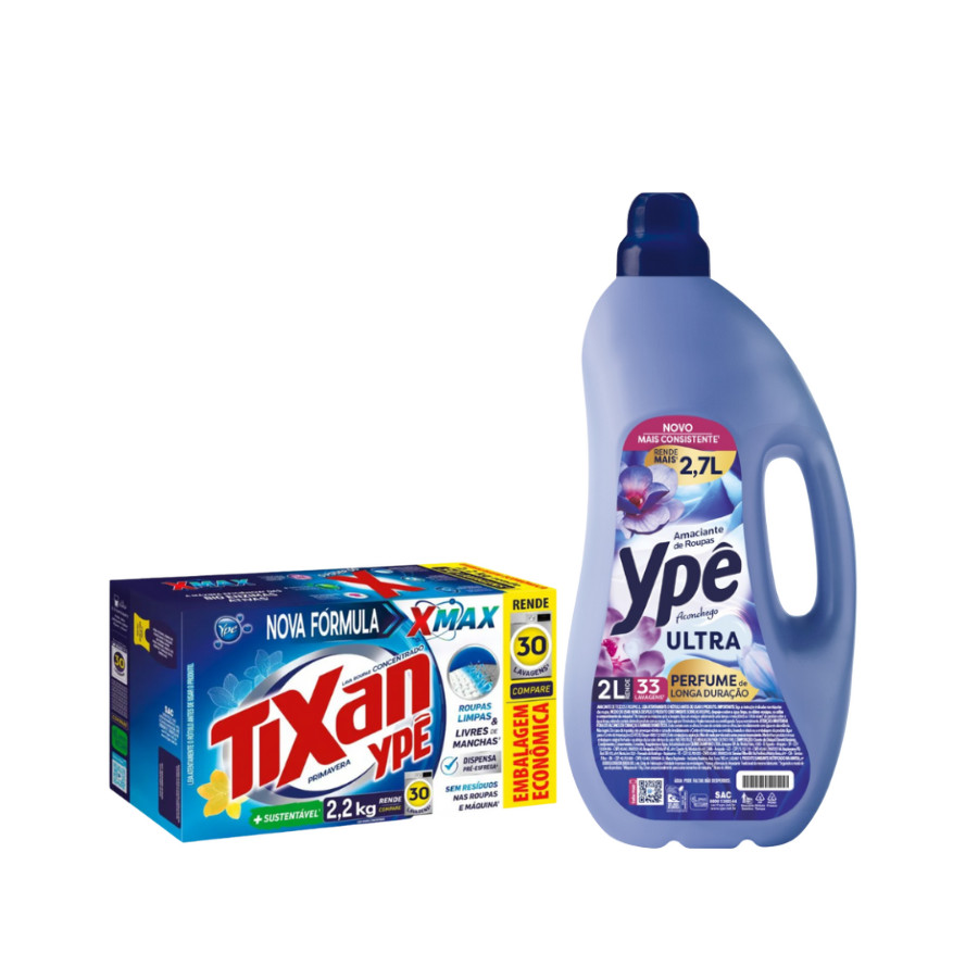 Kit Lava Roupas Primavera 2,2kg + Amaciante Aconchego 2L Ypê