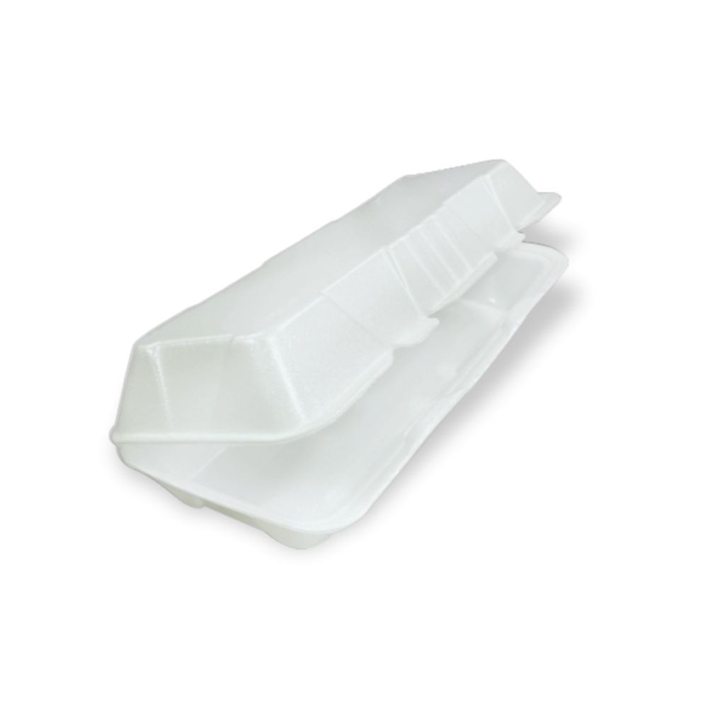 200 Hamburgueiras 07 Estojo Isopor 33,3x18,6x6,1cm para Hamburguer Salgado Porção Cachorro Quente