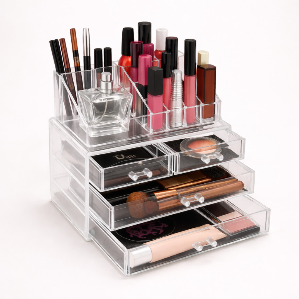 Organizador Acrílico 4 Gavetas para Maquiagem e Cosméticos com 16 Cavidades