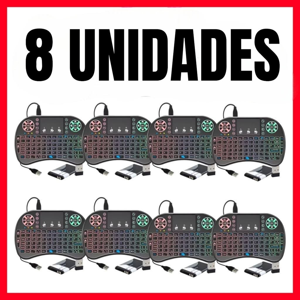 Kit atacado 8 Mini Teclado Wireless Com Iluminação Para Smart Tv, Tablet, Xbox360/Ps3 MINI KEY em Oferta na Shopee