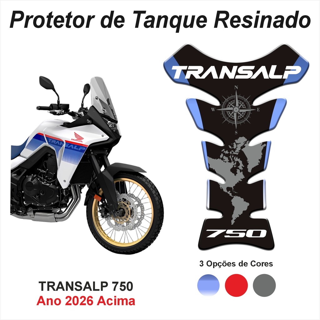 Adesivo Protetor de Tanque 3d Resinado Para Moto Honda Transalp 750 de ano 2026+ M258