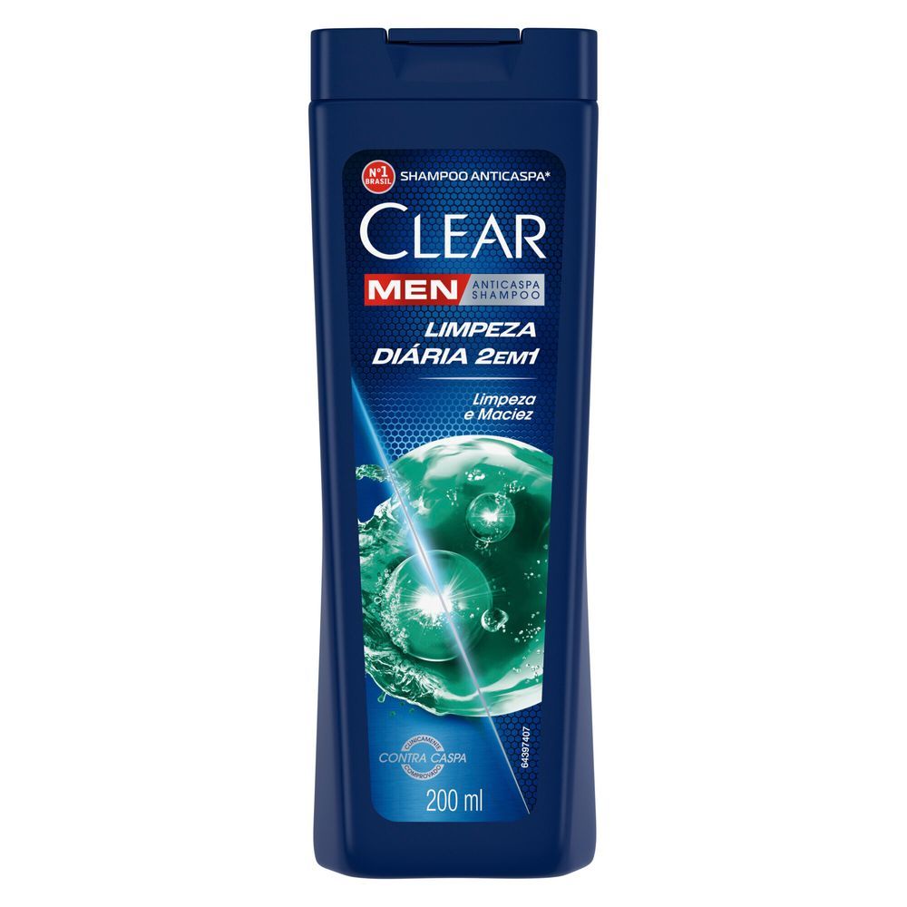 Shampoo Clear Men Limpeza Diária 2 em 1 200ml