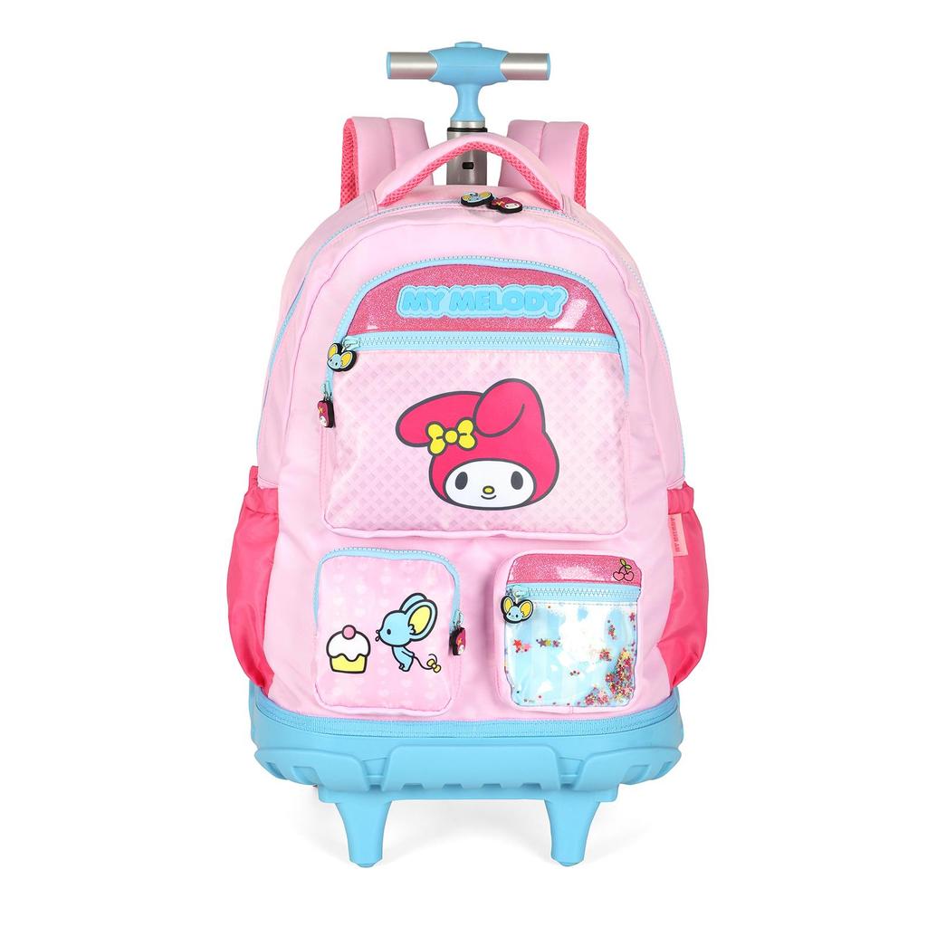 Mochila de Rodinhas Média Infantil Náilon de Costas My Melody em Oferta na Shopee