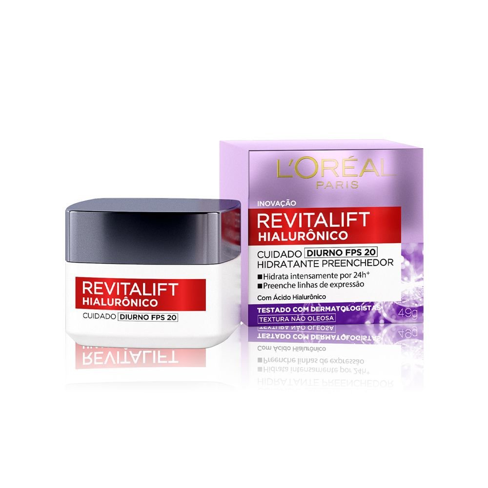 Creme Hidratante Facial Anti-idade L'Oréal Paris Revitalift Hialurônico Diurno FPS 20, 49g em Oferta na Shopee