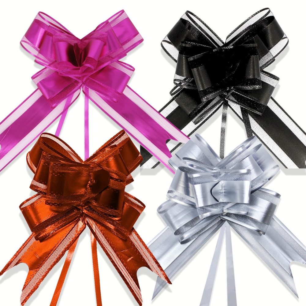 Kit 50 Laço Fácil Organza com Poliéster 30mm x 47cm Para Presente Luxo..