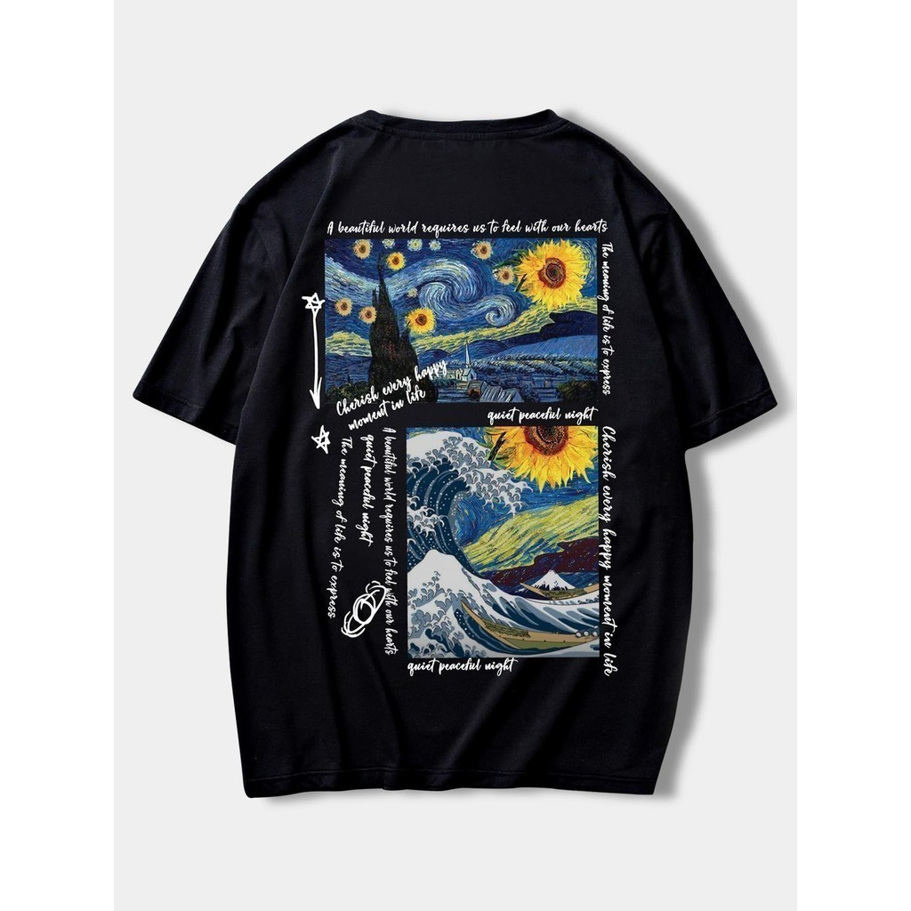 [Camiseta Premium em Algodão Puro]GXG Camiseta Streetwear Van Gogh Camisa Skatista Blusa Camiseta Moda
