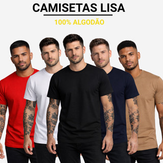 Camiseta Básica Masculina 100% Algodão Lisa Slim Fit Blusa Casual Dia a Dia Treino em Oferta na Shopee