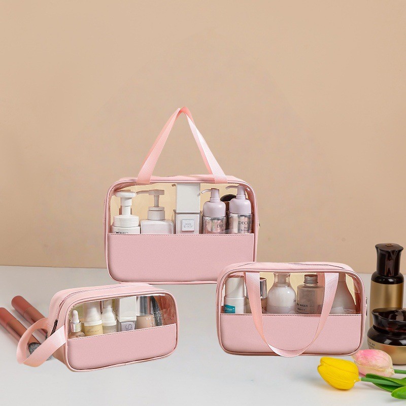 Imagem KIT 3 Bolsa Portátil Transparente Para Viagem Cosméticos Produtos De Higiene Pessoal Resistente