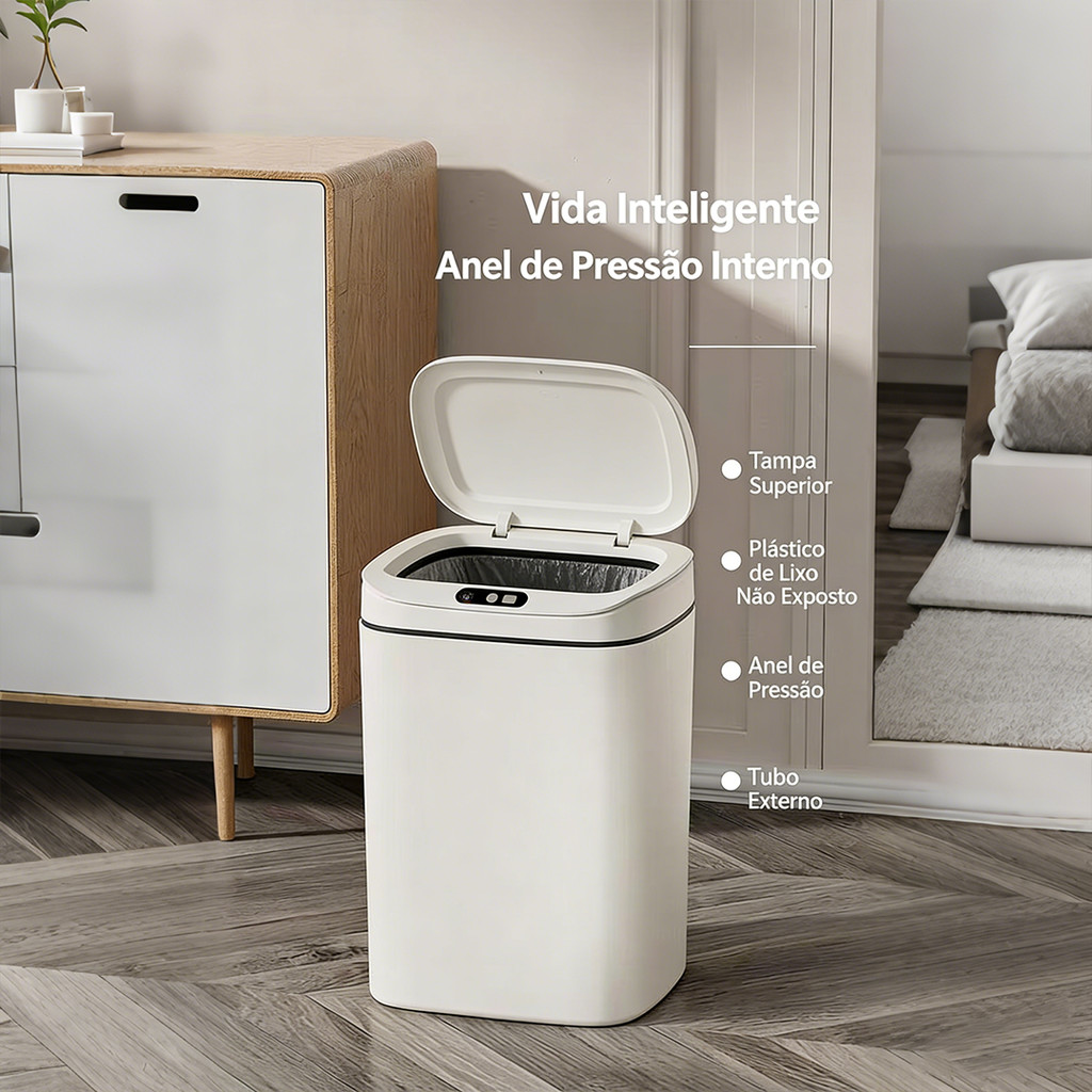 Lixeira Inteligente 14L com Sensor Automático USB Recarregável – Para Cozinha e Banheiro em Oferta na Shopee