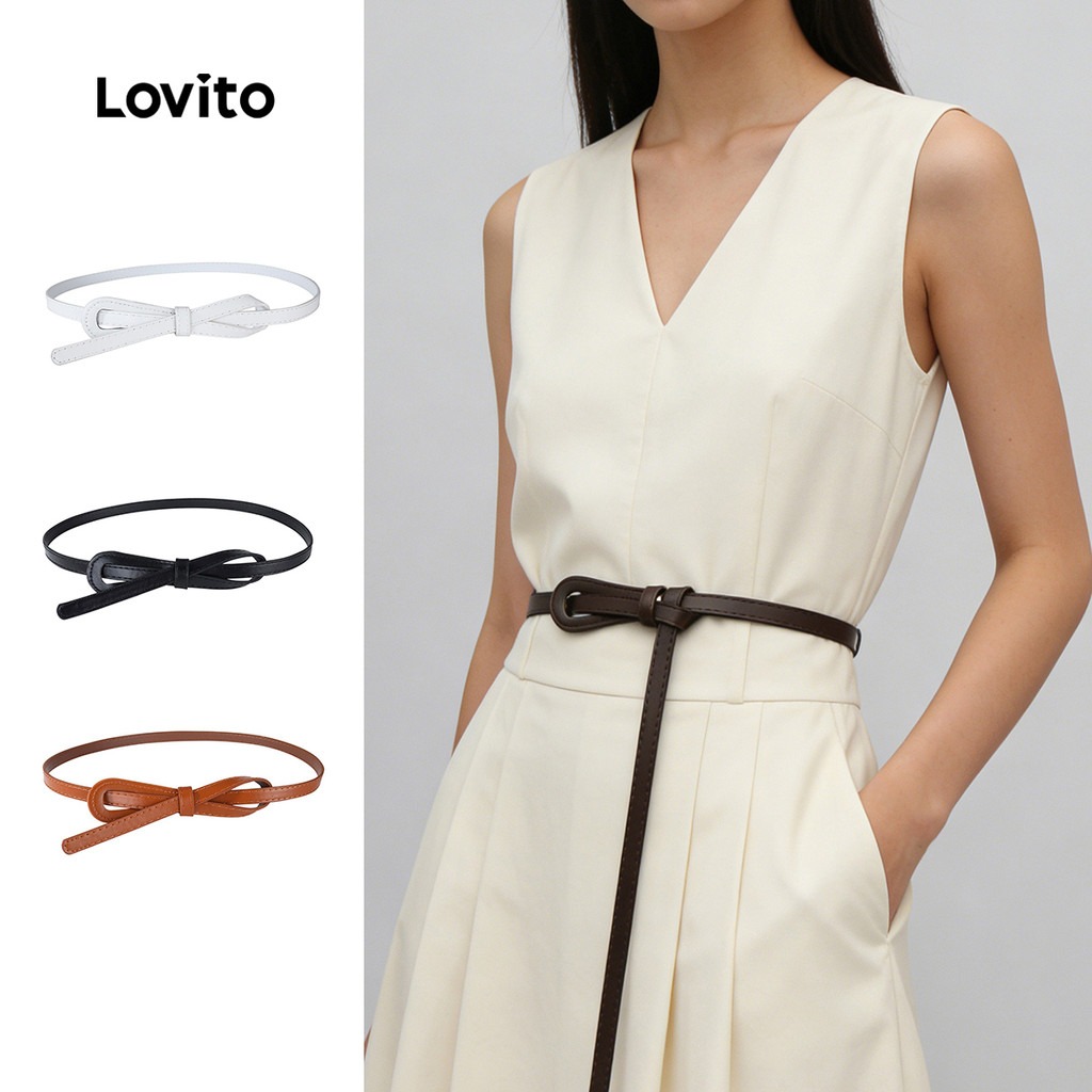 Lovito Elegante Cinto Clássico e Versátil Cinto preto LFA114090