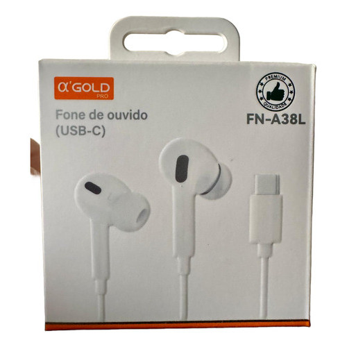 Fone De Ouvido Usb-c 'gold Pro FN-A38L Com Microfone Branco Branco