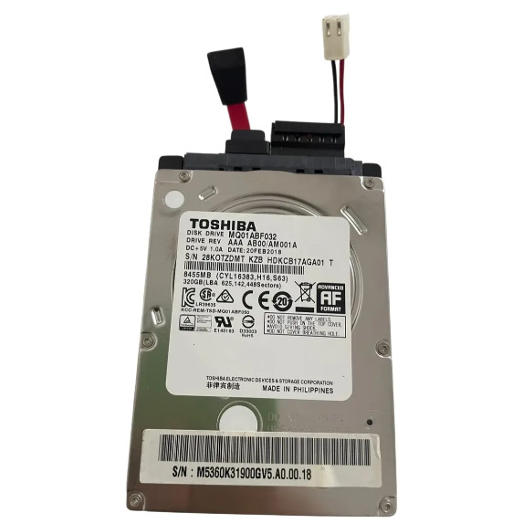 HD 320GB Notebook Original Toshiba 5400RPM 7mm Slim Dell Latitude HP 2000 Positivo - MQ01ABF032