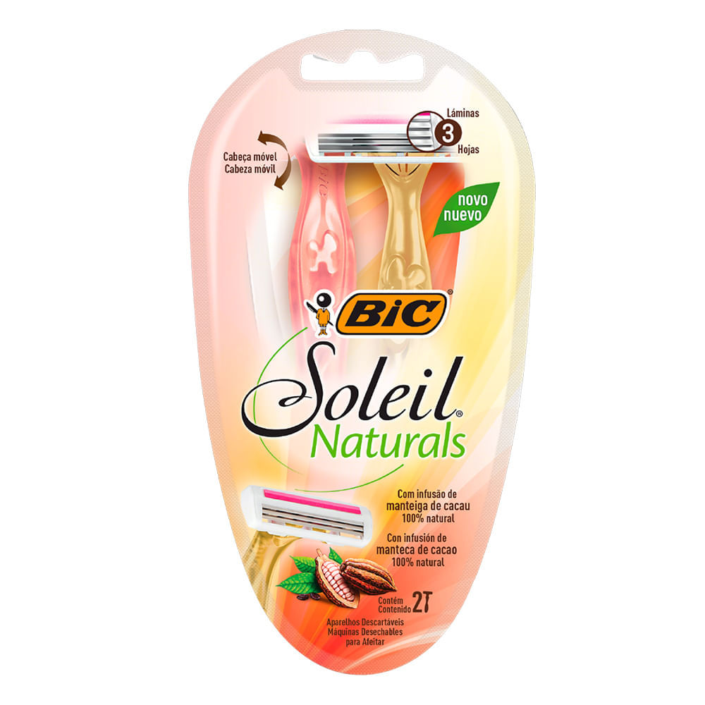 Aparelho de Depilação Bic Soleil Naturals Descartável 2 Unidades em Oferta na Shopee