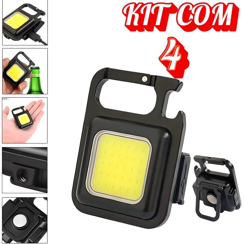 Mini Lanterna LED USB Recarregável com Chaveiro–3 Modos de Luz Ajustável/Portátil e Super Compacta para Emergência