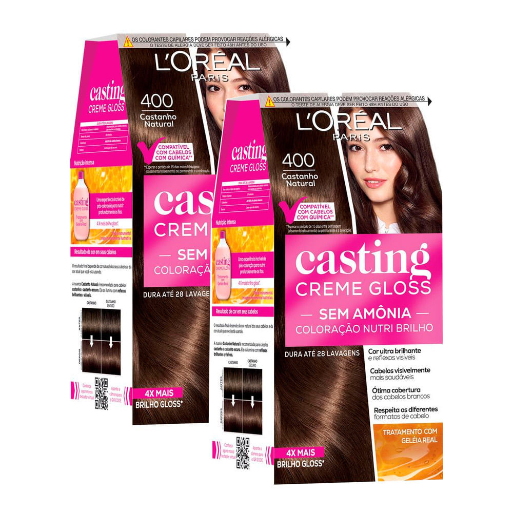 Kit 2 Tintura Casting Creme Gloss L'oréal Paris 400 Castanho Natural
