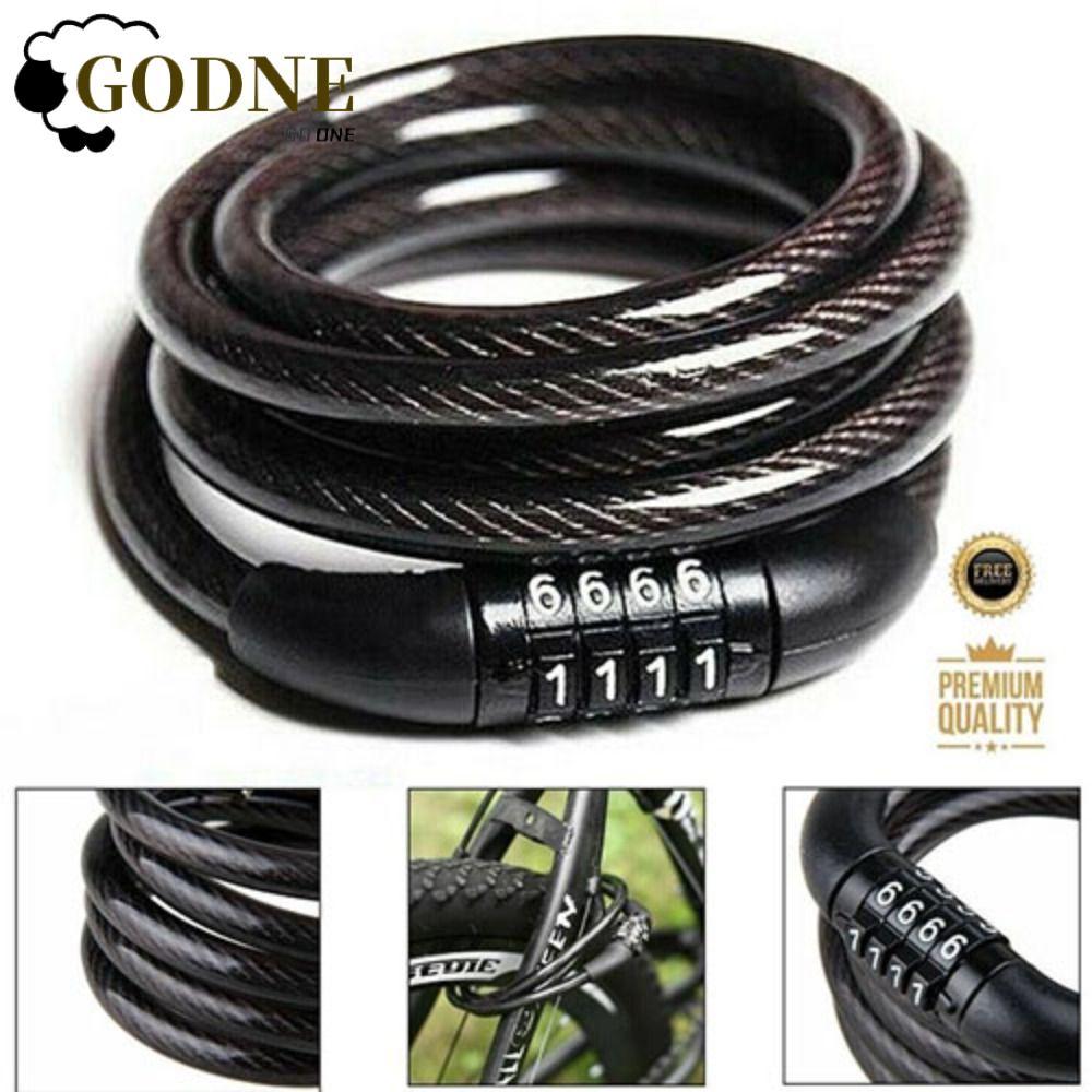 Bloqueio De Código GODNESSFO , Cabo De Aço , Corrente De Segurança De Bicicleta Com Senha De 4 Dígitos , Cadeado De Moto