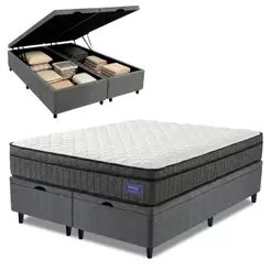 Cama Box Baú Colchão Queen Ortopédico D33 Euro Pillow Ultra 158x198x66cm