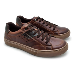 Tênis Masculino Laroche Connect Couro Marrom Casual Lançamento oferta 2026 em Oferta na Shopee